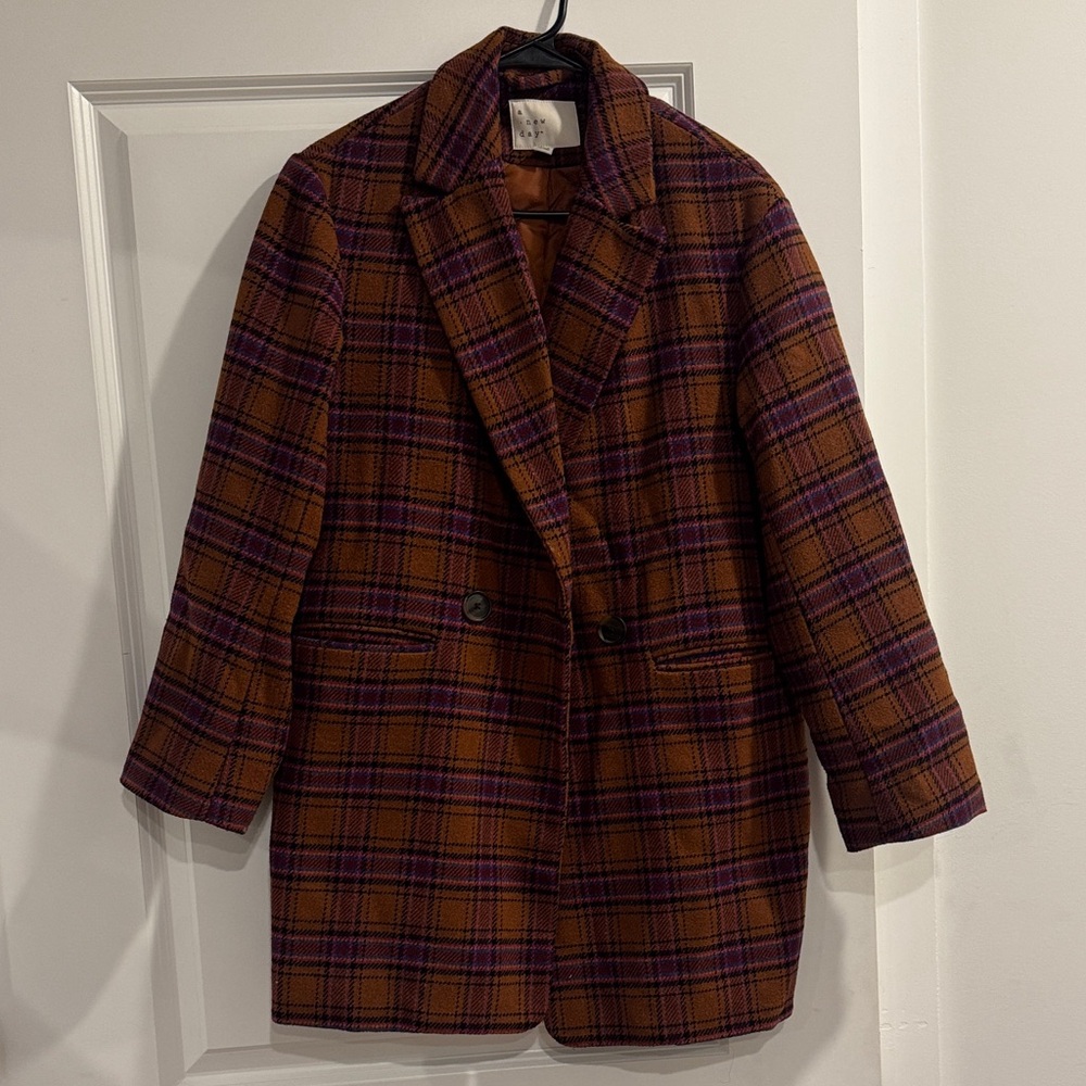 a new day Brown and Purple Plaid Jacket